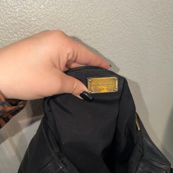 Salvatore Ferragamo Black Hobo Bag with Gold Accent - Picture 6 of 6